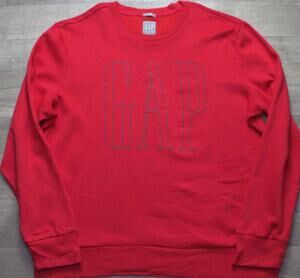 Vintage 90s GAP Spell Out Sweatshirt Red Silver Tag Large